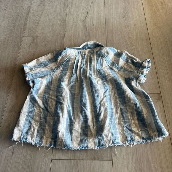 Free People We The Free Away At Sea Striped Linen Blend Crop Top Size Small - Picture 2 of 8